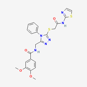 3,4-dimethoxy-N-((5-((2-oxo-2-(thiazol-2-ylamino)ethyl)thio)-4-phenyl-4H-1,2,4-triazol-3-yl)methyl)benzamide