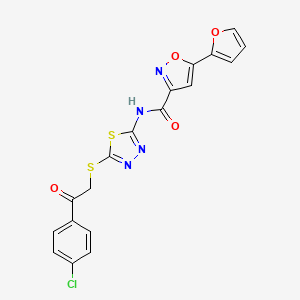 N-(5-((2-(4-chlorophenyl)-2-oxoethyl)thio)-1,3,4-thiadiazol-2-yl)-5-(furan-2-yl)isoxazole-3-carboxamide