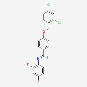 molecular formula C20H13Cl2F2NO B2612162 N-((4-((2,4-Dichlorobenzyl)oxy)phenyl)methylene)-2,4-difluoroaniline CAS No. 298217-67-1