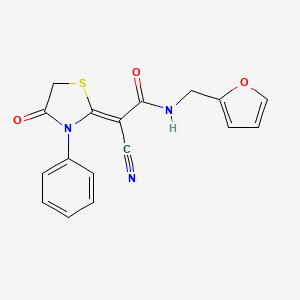 molecular formula C17H13N3O3S B2612206 (Z)-2-cyano-N-(furan-2-ylmethyl)-2-(4-oxo-3-phenylthiazolidin-2-ylidene)acetamide CAS No. 123651-16-1