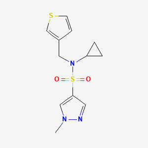 molecular formula C12H15N3O2S2 B2612213 N-cyclopropyl-1-methyl-N-(thiophen-3-ylmethyl)-1H-pyrazole-4-sulfonamide CAS No. 1797076-20-0