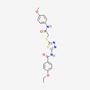molecular formula C20H20N4O4S2 B2612260 4-ethoxy-N-(5-((2-((4-methoxyphenyl)amino)-2-oxoethyl)thio)-1,3,4-thiadiazol-2-yl)benzamide CAS No. 392293-85-5