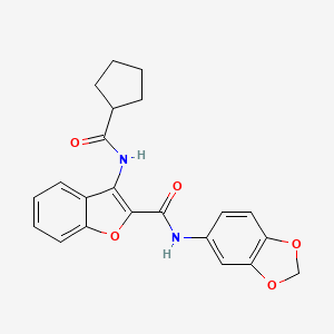molecular formula C22H20N2O5 B2612433 N-(2H-1,3-benzodioxol-5-yl)-3-cyclopentaneamido-1-benzofuran-2-carboxamide CAS No. 872612-85-6
