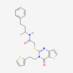 2-({4-oxo-3-[2-(thiophen-2-yl)ethyl]-3,4-dihydrothieno[3,2-d]pyrimidin-2-yl}sulfanyl)-N-(4-phenylbutan-2-yl)acetamide