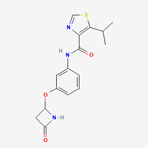 B2612456 N-[3-(4-Oxoazetidin-2-yl)oxyphenyl]-5-propan-2-yl-1,3-thiazole-4-carboxamide CAS No. 2248815-24-7