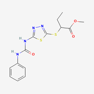 Methyl 2-((5-(3-phenylureido)-1,3,4-thiadiazol-2-yl)thio)butanoate