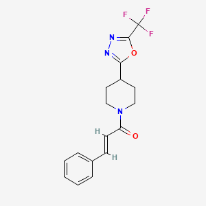 (E)-3-phenyl-1-(4-(5-(trifluoromethyl)-1,3,4-oxadiazol-2-yl)piperidin-1-yl)prop-2-en-1-one