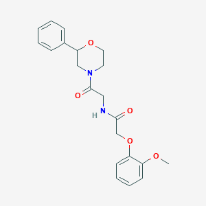 molecular formula C21H24N2O5 B2612504 2-(2-methoxyphenoxy)-N-(2-oxo-2-(2-phenylmorpholino)ethyl)acetamide CAS No. 953948-88-4