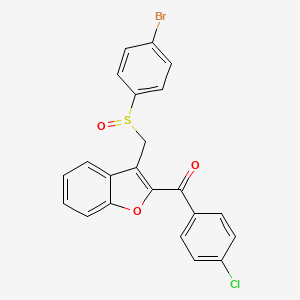 molecular formula C22H14BrClO3S B2612507 (3-{[(4-Bromophenyl)sulfinyl]methyl}-1-benzofuran-2-yl)(4-chlorophenyl)methanone CAS No. 338424-30-9
