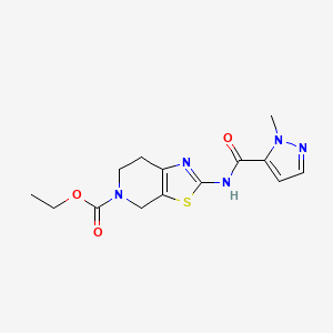 molecular formula C14H17N5O3S B2612512 ethyl 2-(1-methyl-1H-pyrazole-5-carboxamido)-6,7-dihydrothiazolo[5,4-c]pyridine-5(4H)-carboxylate CAS No. 1172438-37-7