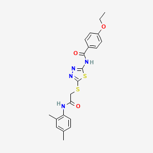 molecular formula C21H22N4O3S2 B2612513 N-[5-[2-(2,4-dimethylanilino)-2-oxoethyl]sulfanyl-1,3,4-thiadiazol-2-yl]-4-ethoxybenzamide CAS No. 392295-84-0