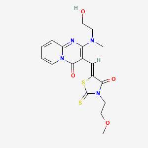 molecular formula C18H20N4O4S2 B2612516 (Z)-5-((2-((2-hydroxyethyl)(methyl)amino)-4-oxo-4H-pyrido[1,2-a]pyrimidin-3-yl)methylene)-3-(2-methoxyethyl)-2-thioxothiazolidin-4-one CAS No. 386767-43-7