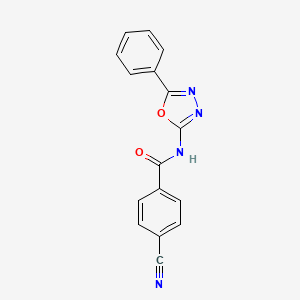 molecular formula C16H10N4O2 B2612518 4-cyano-N-(5-phenyl-1,3,4-oxadiazol-2-yl)benzamide CAS No. 888409-90-3