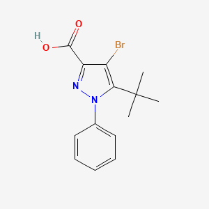 molecular formula C14H15BrN2O2 B2612521 4-bromo-5-tert-butyl-1-phenyl-1H-pyrazole-3-carboxylic acid CAS No. 1245568-94-8