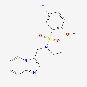 molecular formula C17H18FN3O3S B2612522 N-ethyl-5-fluoro-N-(imidazo[1,2-a]pyridin-3-ylmethyl)-2-methoxybenzenesulfonamide CAS No. 1448030-19-0
