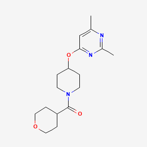 molecular formula C17H25N3O3 B2612532 (4-((2,6-dimethylpyrimidin-4-yl)oxy)piperidin-1-yl)(tetrahydro-2H-pyran-4-yl)methanone CAS No. 2034472-99-4