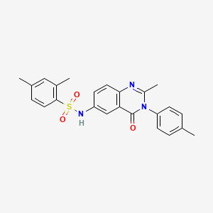 molecular formula C24H23N3O3S B2612534 2,4-dimethyl-N-(2-methyl-4-oxo-3-(p-tolyl)-3,4-dihydroquinazolin-6-yl)benzenesulfonamide CAS No. 1172924-51-4