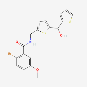 molecular formula C18H16BrNO3S2 B2612536 2-bromo-N-((5-(hydroxy(thiophen-2-yl)methyl)thiophen-2-yl)methyl)-5-methoxybenzamide CAS No. 1421500-25-5