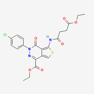 molecular formula C21H20ClN3O6S B2612543 Ethyl 3-(4-chlorophenyl)-5-(4-ethoxy-4-oxobutanamido)-4-oxo-3,4-dihydrothieno[3,4-d]pyridazine-1-carboxylate CAS No. 851950-15-7