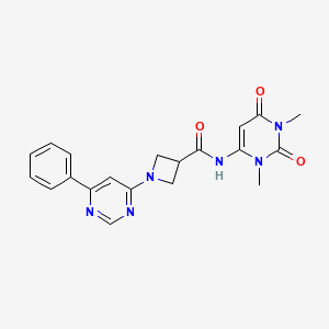 molecular formula C20H20N6O3 B2612552 N-(1,3-dimethyl-2,6-dioxo-1,2,3,6-tetrahydropyrimidin-4-yl)-1-(6-phenylpyrimidin-4-yl)azetidine-3-carboxamide CAS No. 2034286-78-5
