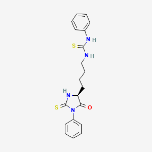 molecular formula C20H22N4OS2 B2612577 Thiourea, N-[4-[(4S)-5-oxo-1-phenyl-2-thioxo-4-imidazolidinyl]butyl]-N'-phenyl- CAS No. 29635-94-7