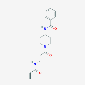 molecular formula C18H23N3O3 B2612579 N-[1-[3-(Prop-2-enoylamino)propanoyl]piperidin-4-yl]benzamide CAS No. 2202283-35-8