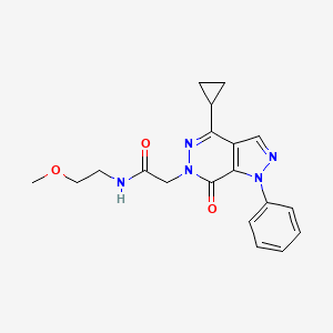 molecular formula C19H21N5O3 B2612583 2-(4-cyclopropyl-7-oxo-1-phenyl-1H-pyrazolo[3,4-d]pyridazin-6(7H)-yl)-N-(2-methoxyethyl)acetamide CAS No. 1105240-03-6