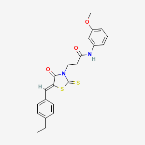 molecular formula C22H22N2O3S2 B2612589 3-[(5Z)-5-[(4-ethylphenyl)methylidene]-4-oxo-2-sulfanylidene-1,3-thiazolidin-3-yl]-N-(3-methoxyphenyl)propanamide CAS No. 356572-42-4