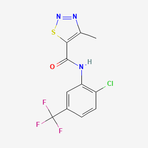 molecular formula C11H7ClF3N3OS B2612594 N-(2-chloro-5-(trifluoromethyl)phenyl)-4-methyl-1,2,3-thiadiazole-5-carboxamide CAS No. 881444-30-0