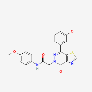 molecular formula C22H20N4O4S B2612595 N-(4-甲氧基苯基)-2-(7-(3-甲氧基苯基)-2-甲基-4-氧代噻唑并[4,5-d]吡啶-5(4H)-基)乙酰胺 CAS No. 942004-25-3