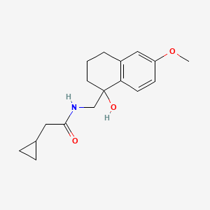 molecular formula C17H23NO3 B2612596 2-cyclopropyl-N-((1-hydroxy-6-methoxy-1,2,3,4-tetrahydronaphthalen-1-yl)methyl)acetamide CAS No. 2034405-26-8