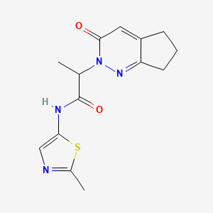 molecular formula C14H16N4O2S B2612599 N-(2-methylthiazol-5-yl)-2-(3-oxo-3,5,6,7-tetrahydro-2H-cyclopenta[c]pyridazin-2-yl)propanamide CAS No. 2097863-26-6