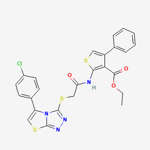 Ethyl 2-(2-((5-(4-chlorophenyl)thiazolo[2,3-c][1,2,4]triazol-3-yl)thio)acetamido)-4-phenylthiophene-3-carboxylate