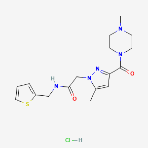 2-(5-methyl-3-(4-methylpiperazine-1-carbonyl)-1H-pyrazol-1-yl)-N-(thiophen-2-ylmethyl)acetamide hydrochloride
