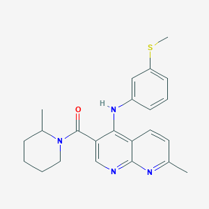 (7-Methyl-4-((3-(methylthio)phenyl)amino)-1,8-naphthyridin-3-yl)(2-methylpiperidin-1-yl)methanone