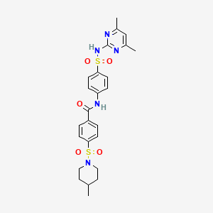 molecular formula C25H29N5O5S2 B2612762 N-(4-(N-(4,6-dimethylpyrimidin-2-yl)sulfamoyl)phenyl)-4-((4-methylpiperidin-1-yl)sulfonyl)benzamide CAS No. 457651-91-1