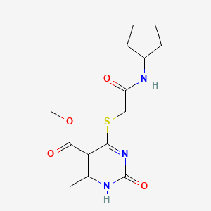 molecular formula C15H21N3O4S B2612790 ethyl 4-{[(cyclopentylcarbamoyl)methyl]sulfanyl}-6-methyl-2-oxo-1,2-dihydropyrimidine-5-carboxylate CAS No. 899957-12-1