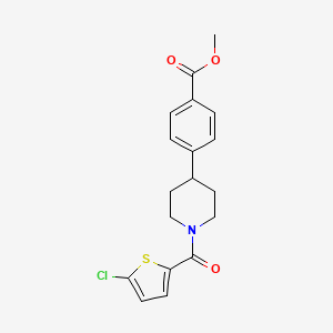 molecular formula C18H18ClNO3S B2612850 Methyl 4-[1-(5-chlorothiophene-2-carbonyl)piperidin-4-YL]benzoate CAS No. 1421478-21-8