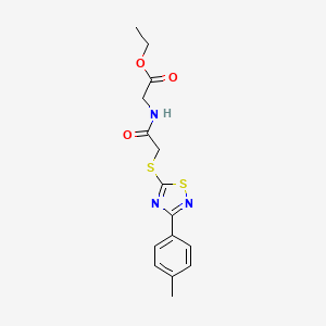 molecular formula C15H17N3O3S2 B2612921 Ethyl 2-[[2-[[3-(4-methylphenyl)-1,2,4-thiadiazol-5-yl]sulfanyl]acetyl]amino]acetate CAS No. 864917-45-3