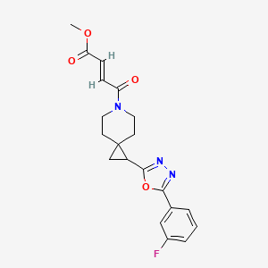 Methyl (E)-4-[2-[5-(3-fluorophenyl)-1,3,4-oxadiazol-2-yl]-6-azaspiro[2.5]octan-6-yl]-4-oxobut-2-enoate