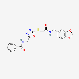 N-((5-((2-((benzo[d][1,3]dioxol-5-ylmethyl)amino)-2-oxoethyl)thio)-1,3,4-oxadiazol-2-yl)methyl)benzamide