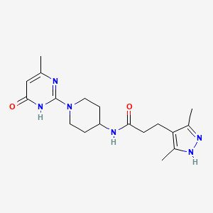 3-(3,5-dimethyl-1H-pyrazol-4-yl)-N-(1-(4-methyl-6-oxo-1,6-dihydropyrimidin-2-yl)piperidin-4-yl)propanamide