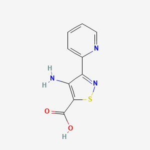 molecular formula C9H7N3O2S B2613069 4-Amino-3-pyridin-2-yl-1,2-thiazole-5-carboxylic acid CAS No. 1467671-48-2