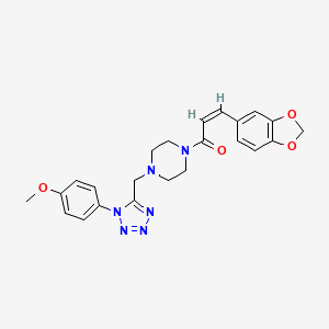 (Z)-3-(benzo[d][1,3]dioxol-5-yl)-1-(4-((1-(4-methoxyphenyl)-1H-tetrazol-5-yl)methyl)piperazin-1-yl)prop-2-en-1-one