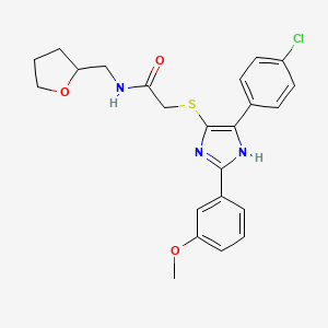 molecular formula C23H24ClN3O3S B2613082 2-((5-(4-chlorophenyl)-2-(3-methoxyphenyl)-1H-imidazol-4-yl)thio)-N-((tetrahydrofuran-2-yl)methyl)acetamide CAS No. 901232-70-0