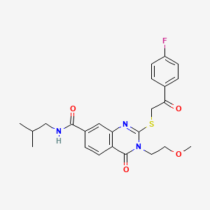 2-((2-(4-fluorophenyl)-2-oxoethyl)thio)-N-isobutyl-3-(2-methoxyethyl)-4-oxo-3,4-dihydroquinazoline-7-carboxamide