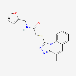 molecular formula C18H16N4O2S B2613140 N-[(furan-2-yl)methyl]-2-({4-methyl-[1,2,4]triazolo[4,3-a]quinolin-1-yl}sulfanyl)acetamide CAS No. 460321-08-8