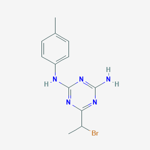 molecular formula C12H14BrN5 B2613145 6-(1-溴乙基)-N-(4-甲基苯基)-1,3,5-三嗪-2,4-二胺 CAS No. 890094-41-4
