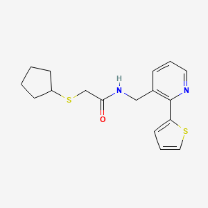 2-(cyclopentylthio)-N-((2-(thiophen-2-yl)pyridin-3-yl)methyl)acetamide