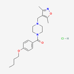 (4-Butoxyphenyl)(4-((3,5-dimethylisoxazol-4-yl)methyl)piperazin-1-yl)methanone hydrochloride